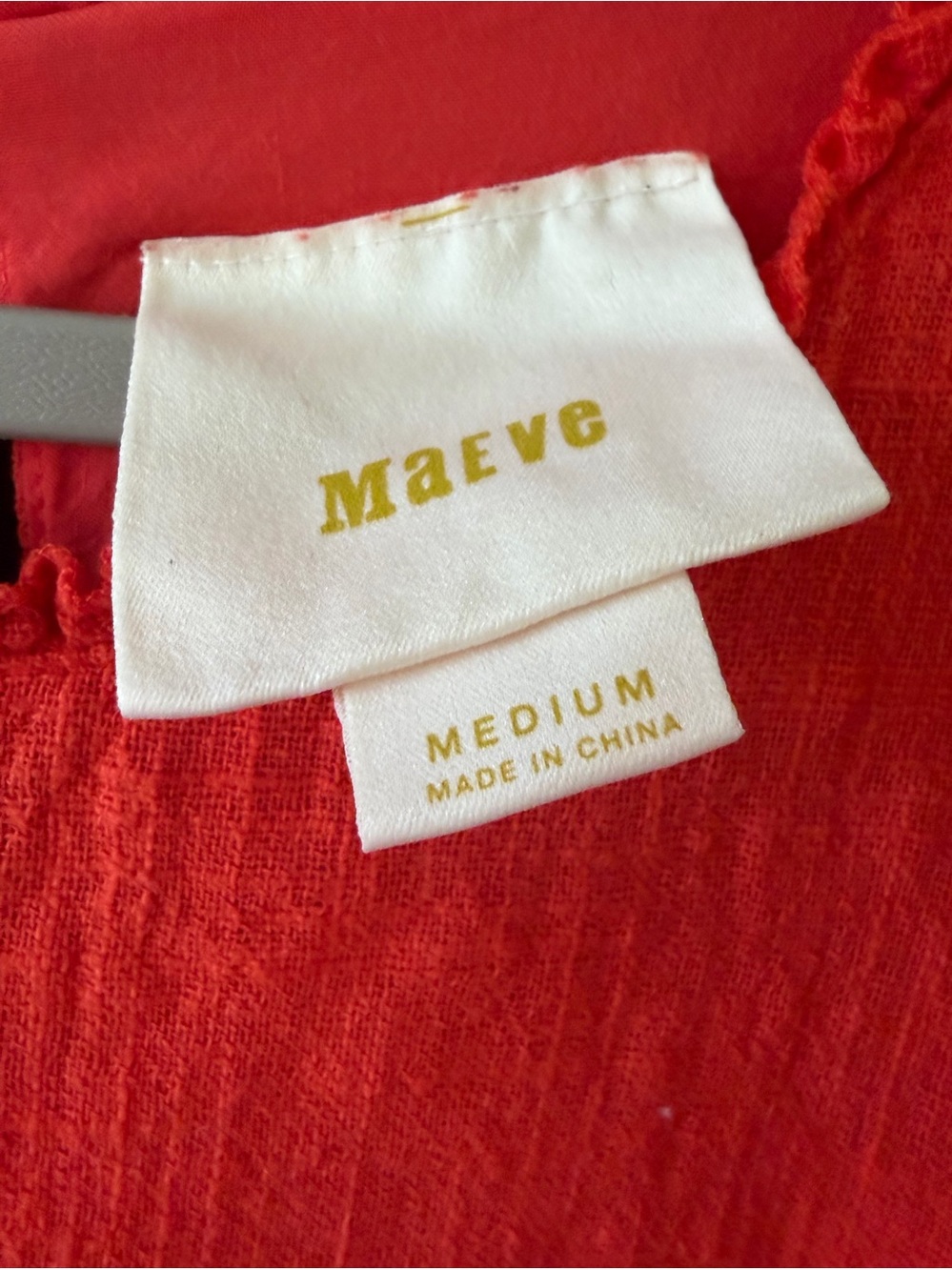 Anthropologie MAEVE Cascade Red Cotton Gauze Tiered Flutter Top Medium - Picture 5 of 9
